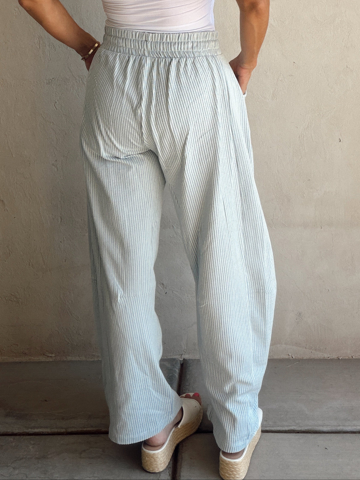 Stella Striped Barrel Pants in Blue