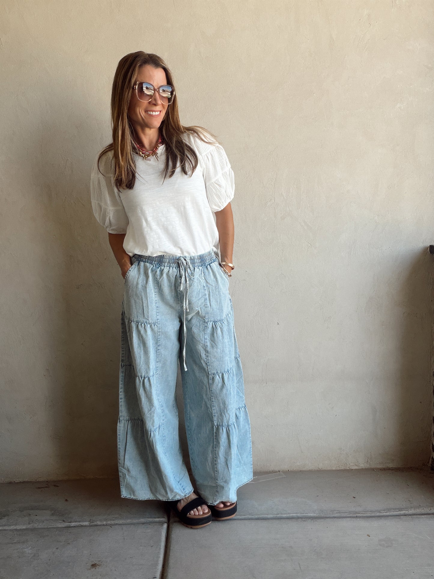 Jenny Gauze Sleeve Top in White