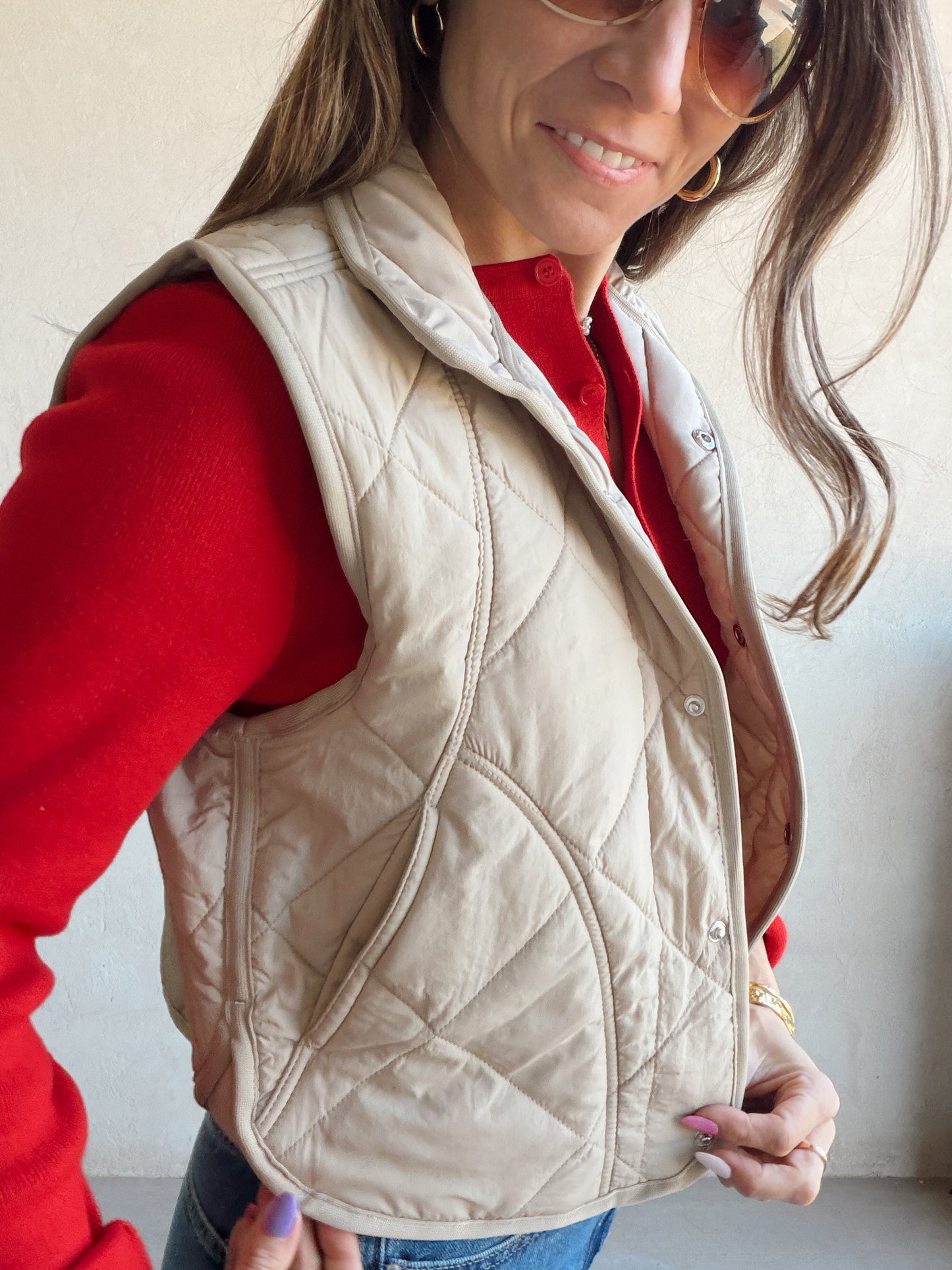 Rebecca Puffer Vest in Taupe