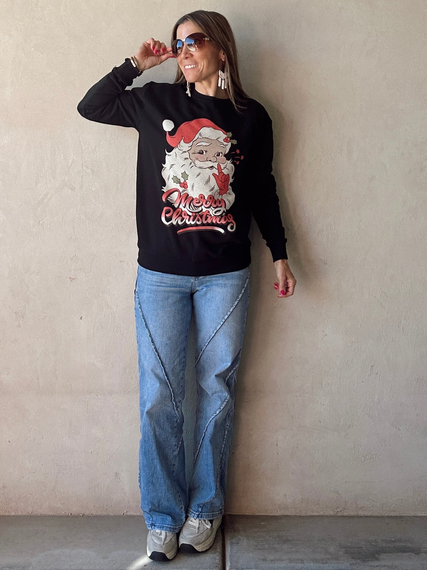 Merry Christmas Sweatshirt in Black