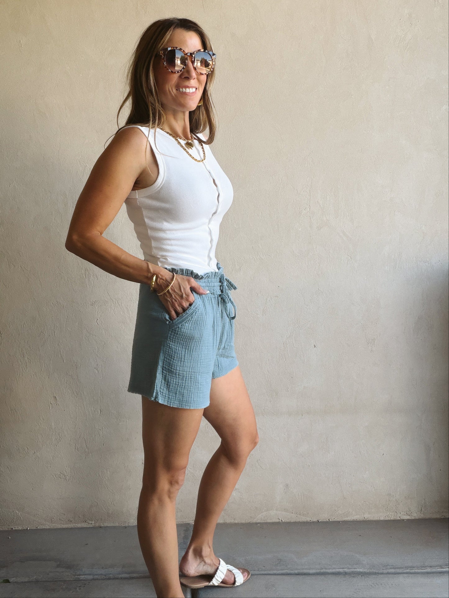 Kerry Gauze Shorts In Blue