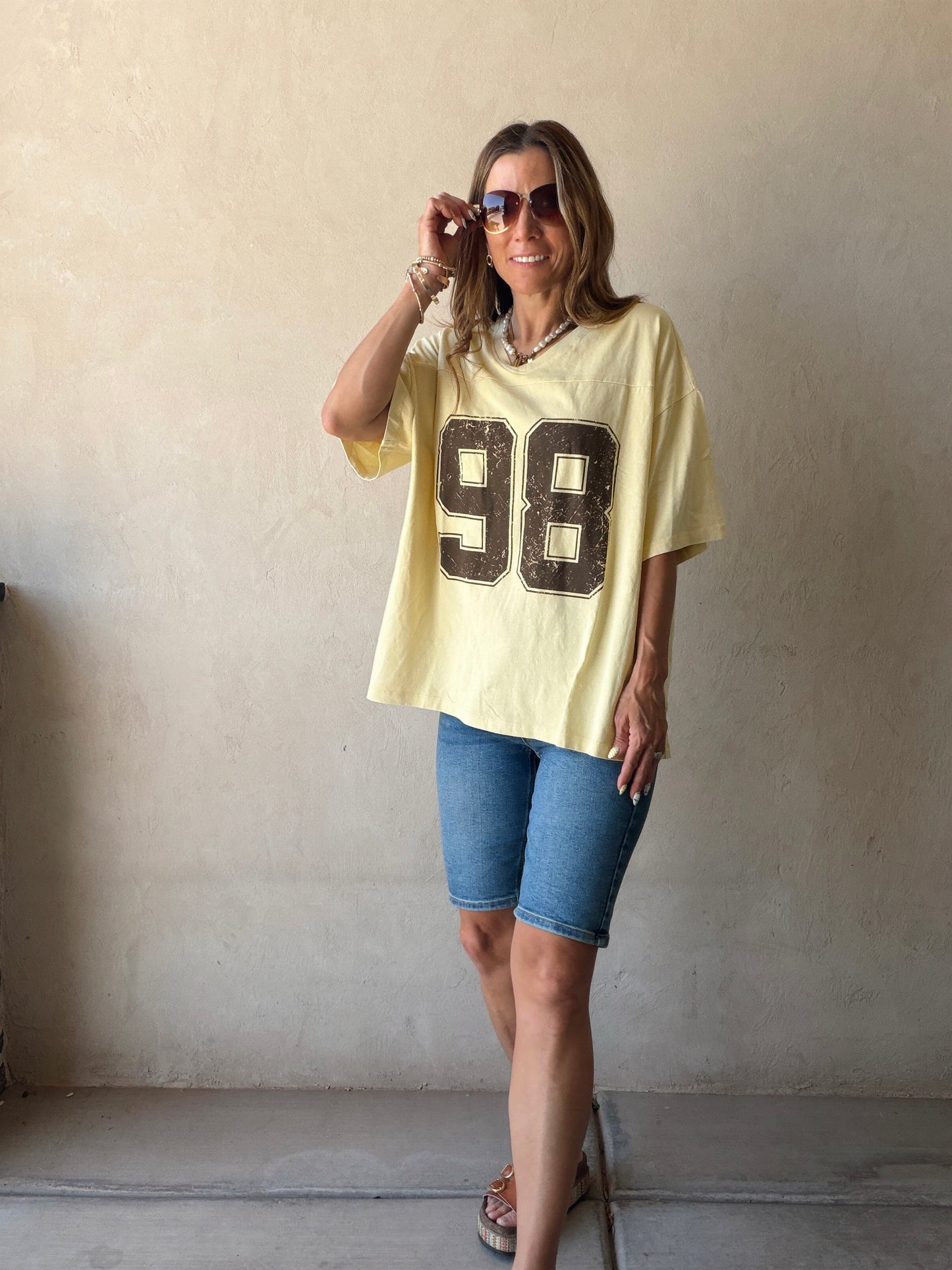 98 Oversized Varsity Tee in Mineral Wash Yellow