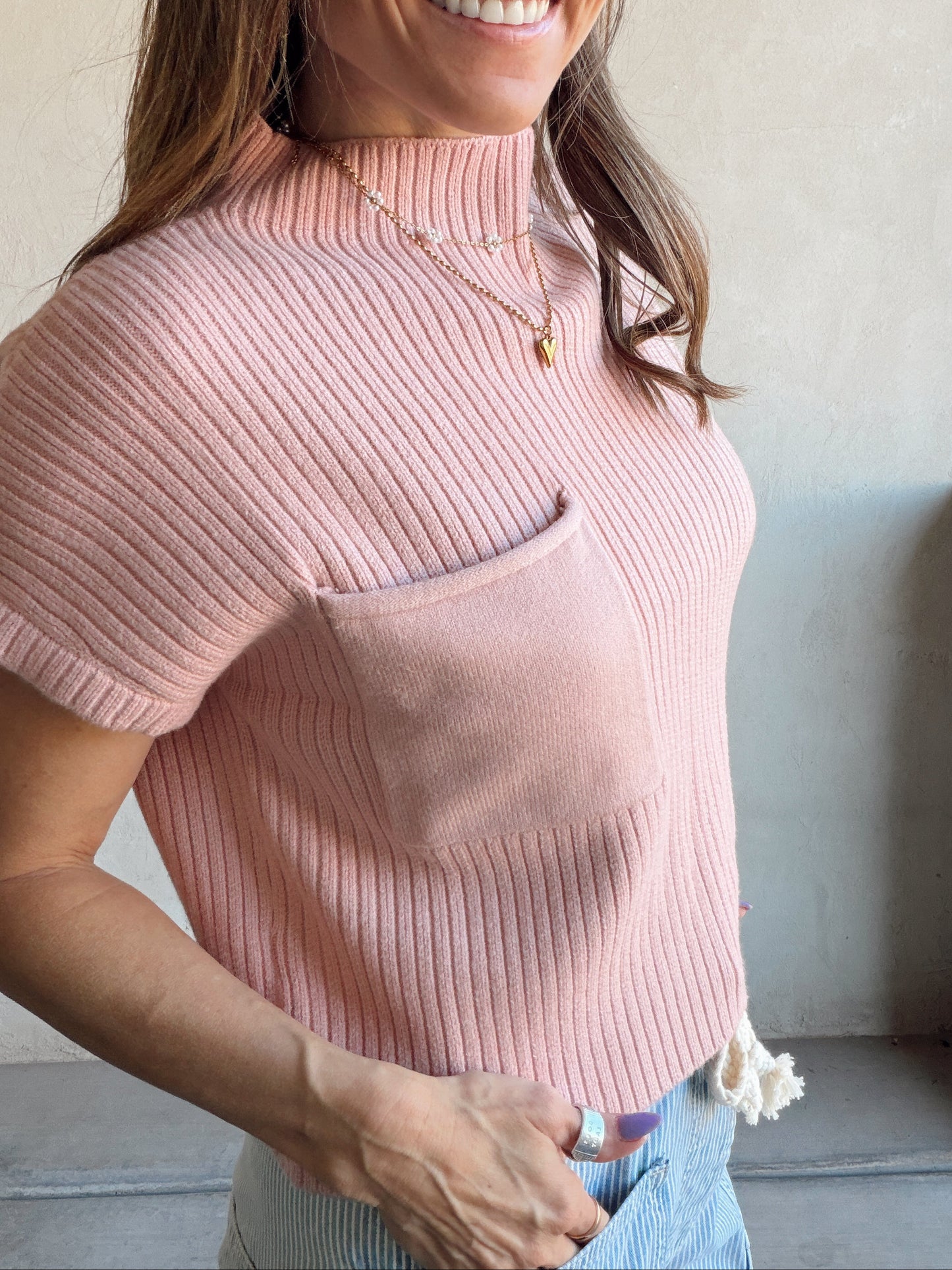 Rachelle Ribbed Top in Pink