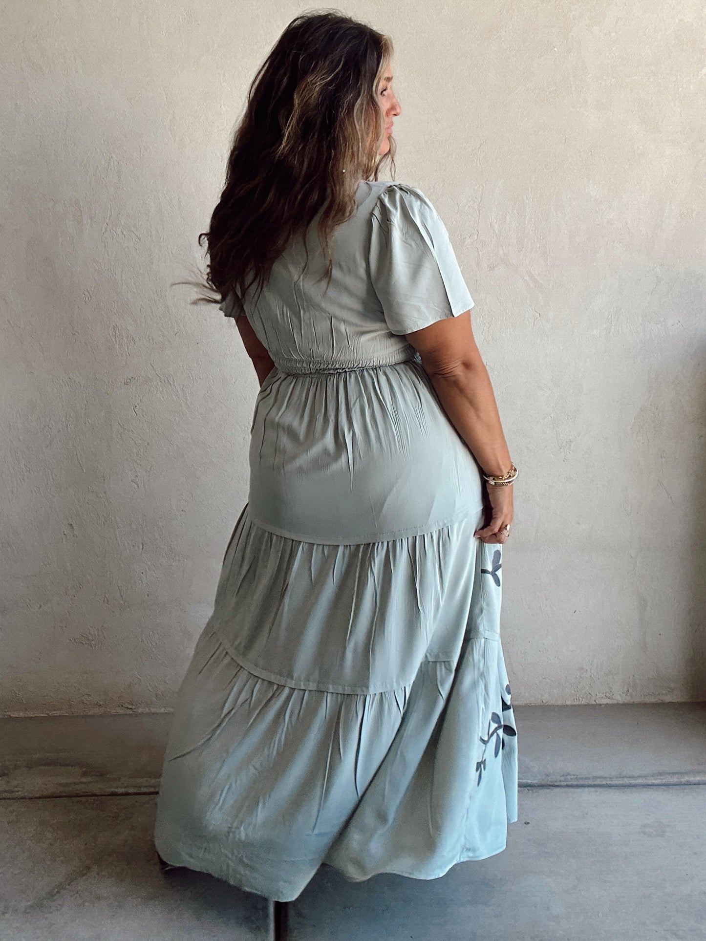 Sunday Embroidered Dress in Sage