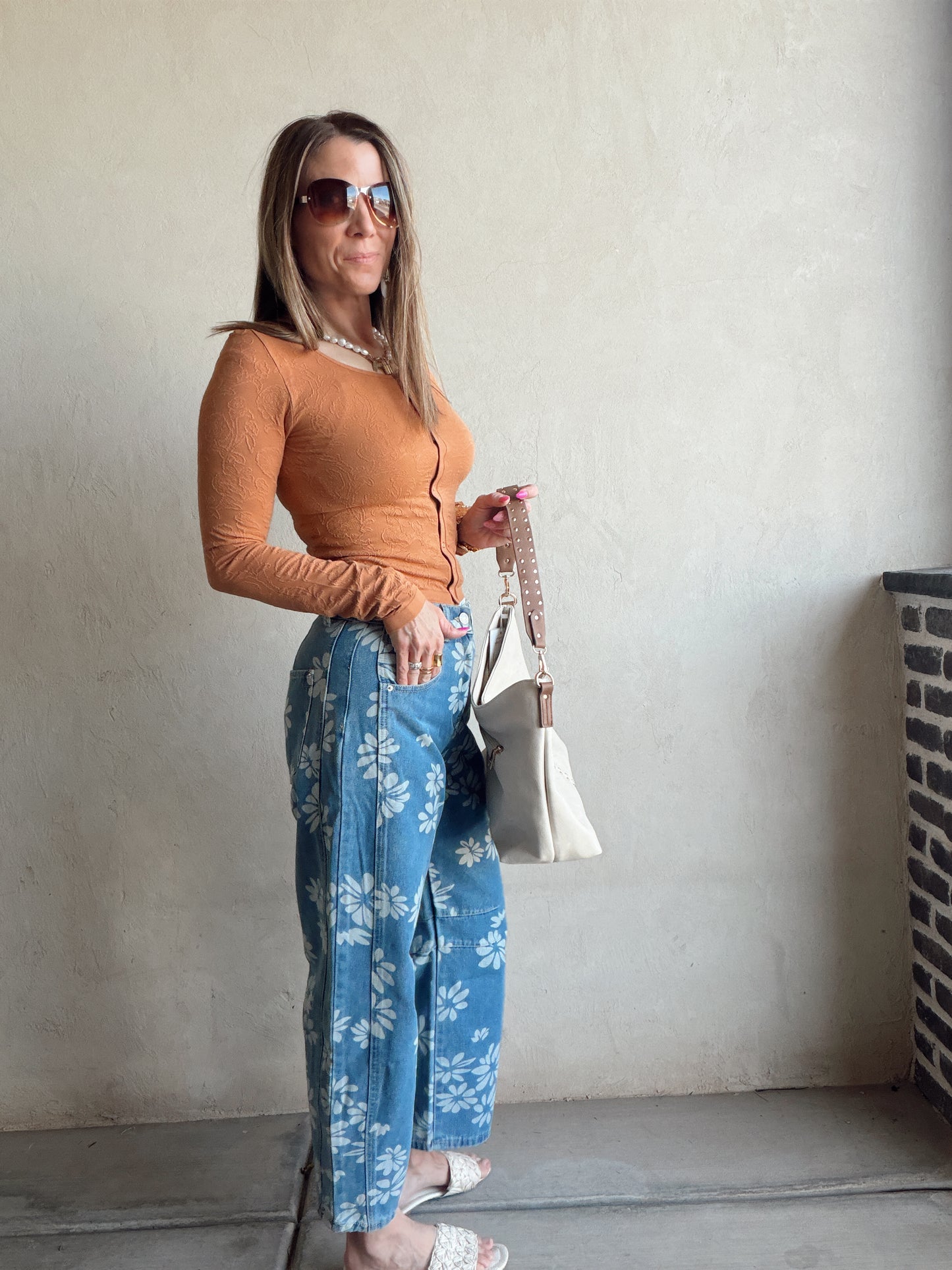 Becca Floral Jeans in Denim