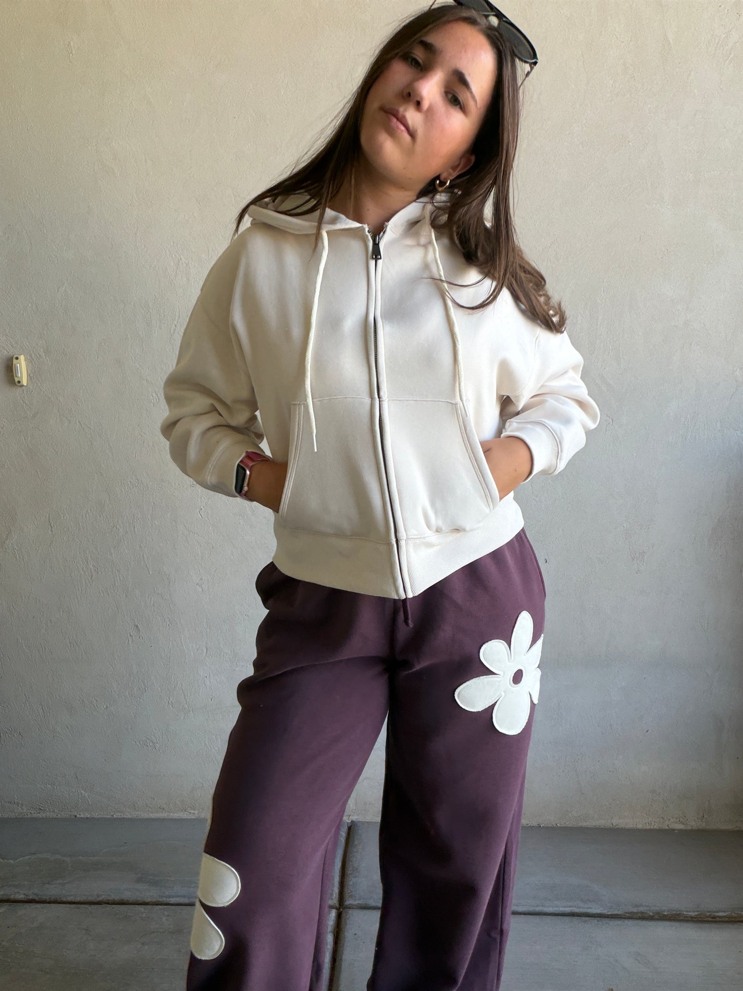 Flower Sweatpants in Eggplant