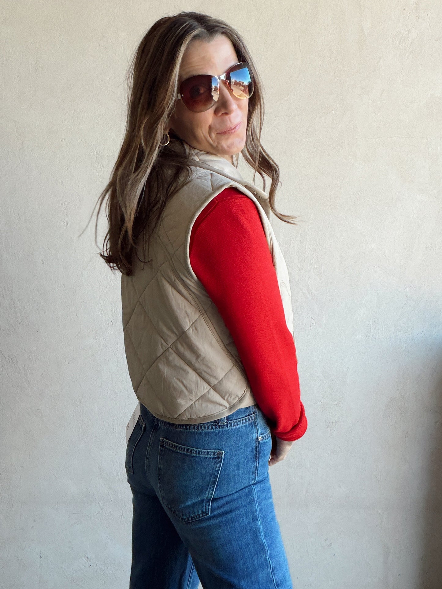 Rebecca Puffer Vest in Taupe