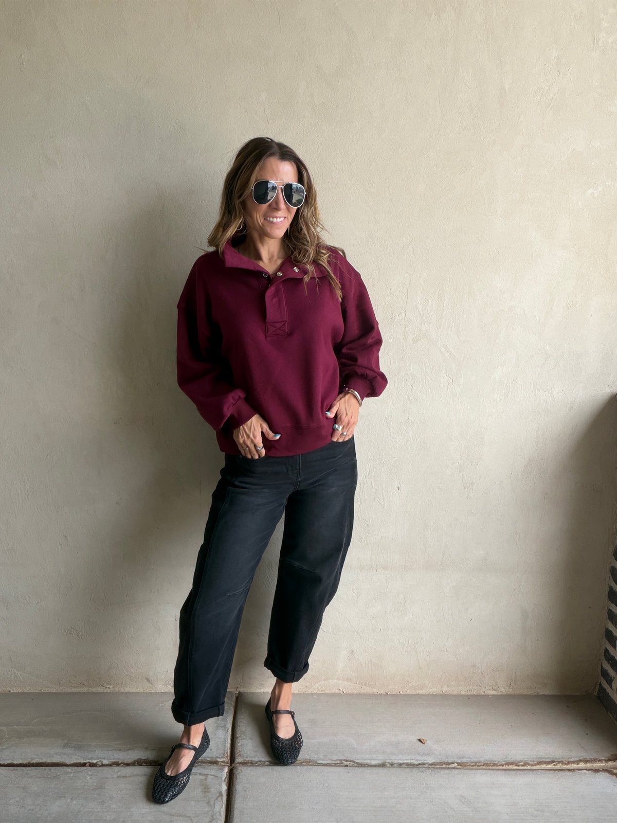 Cassie Sweatshirt in Burgundy