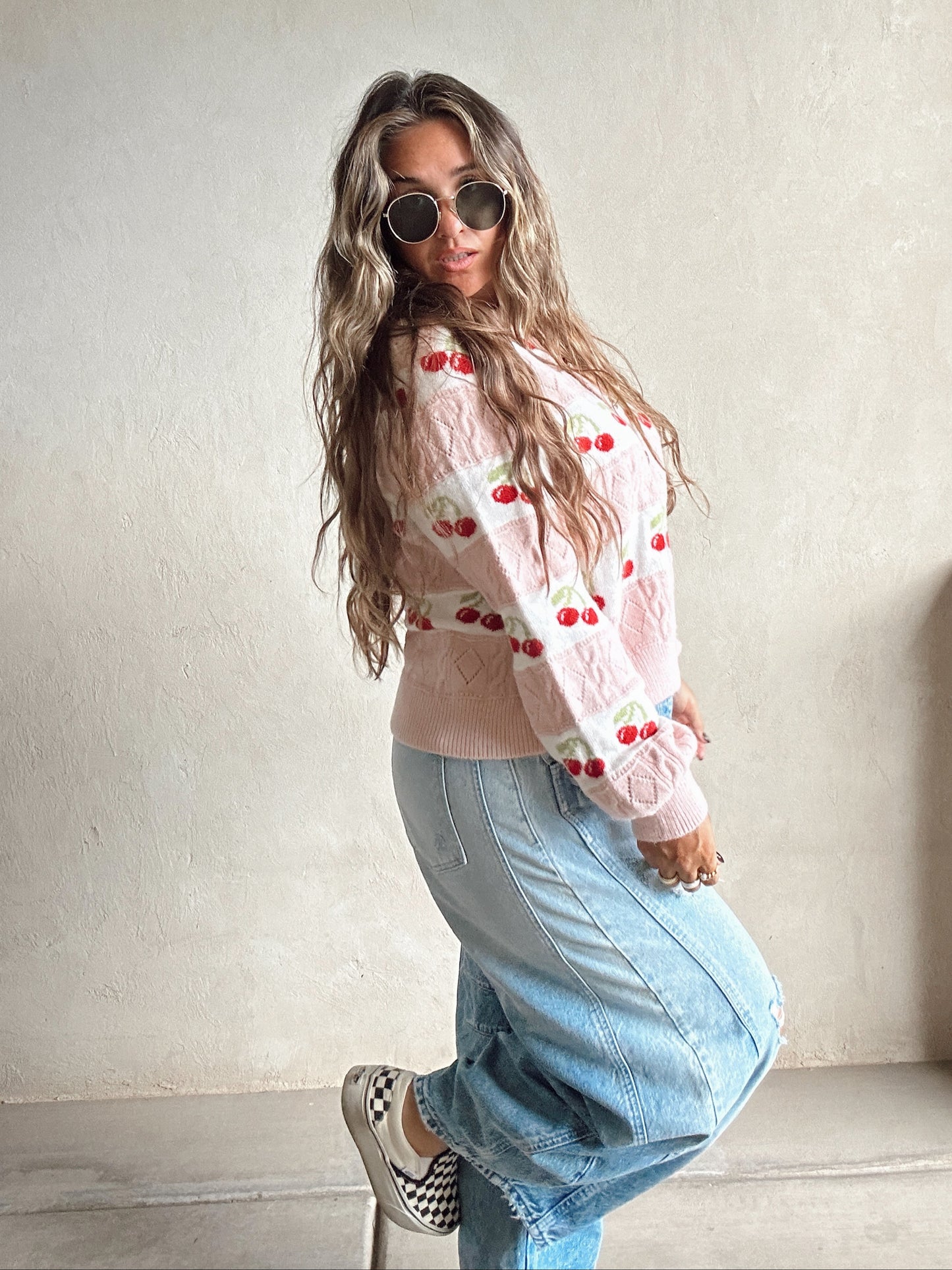 Aftyn Cherry Sweater in Pink