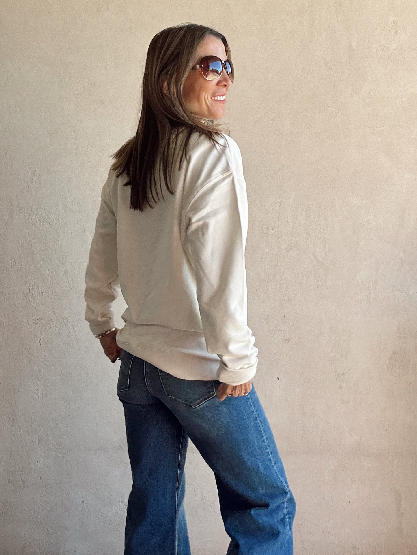 I've Been Niceish Santa Sweatshirt in Cream