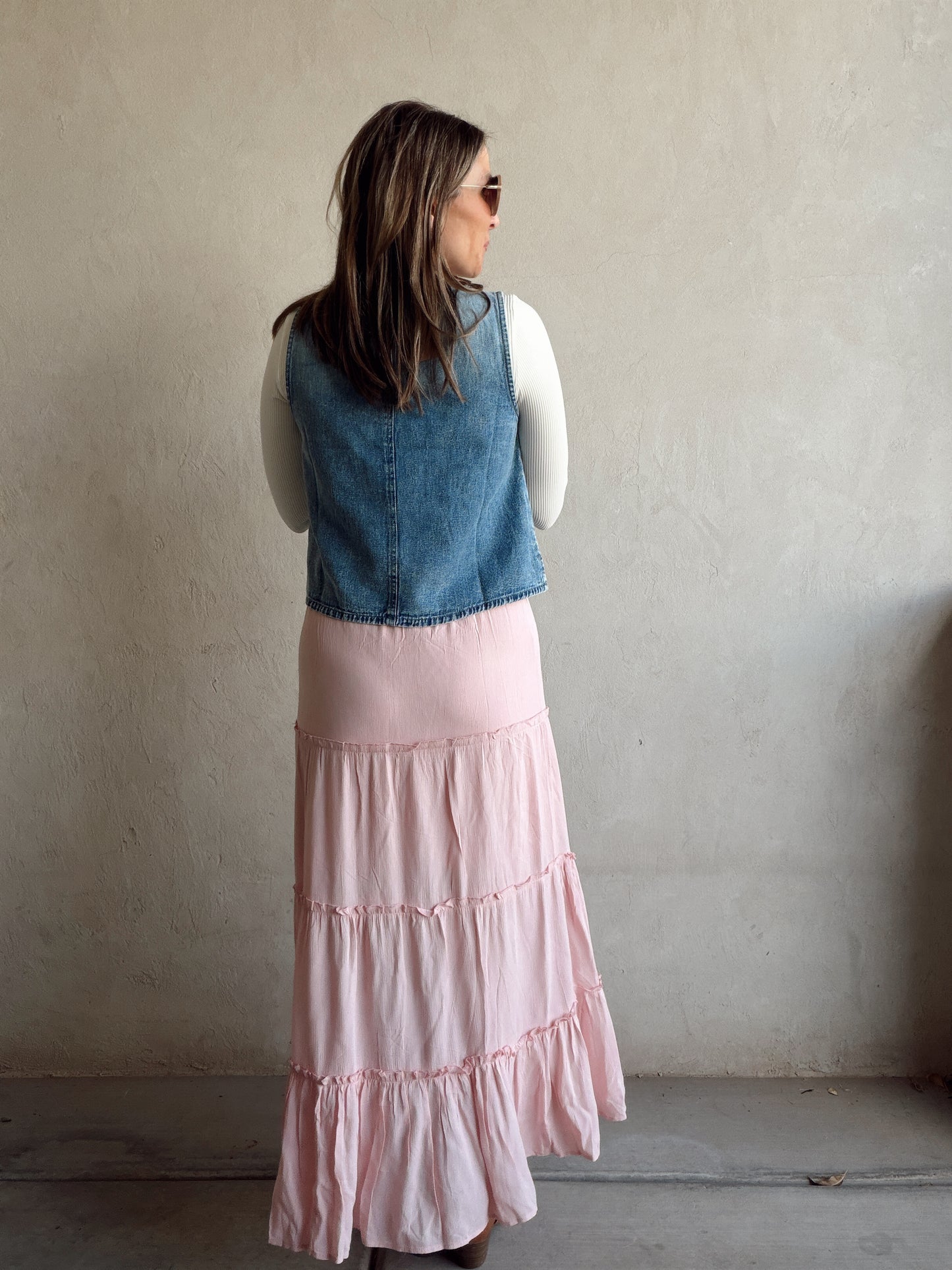 Terry Maxi Skirt in Pink