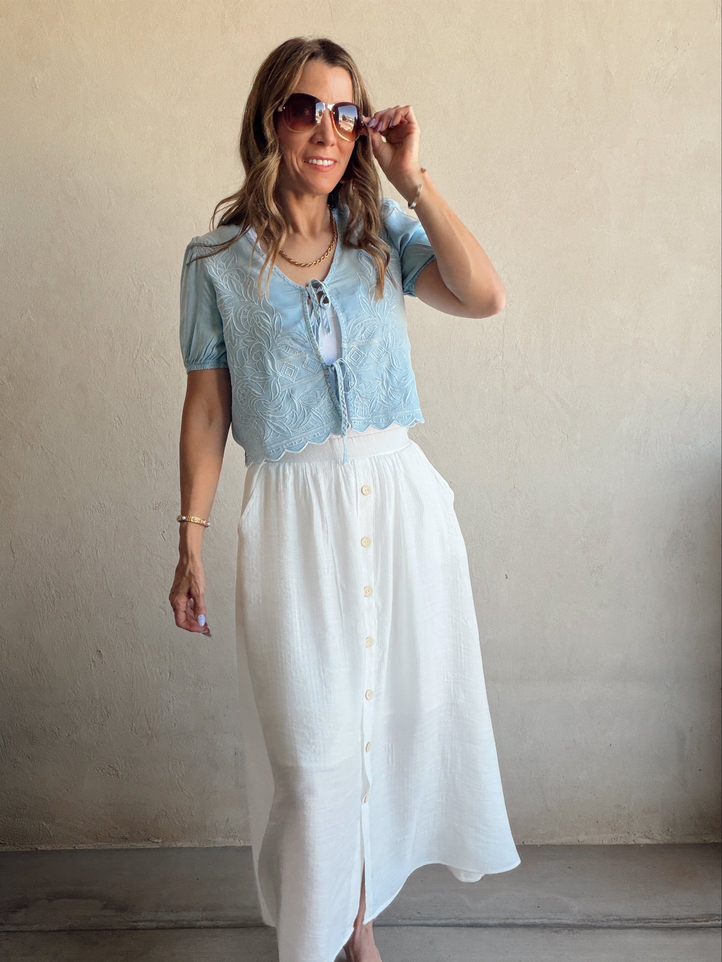 Kynlee Skirt in Linen White