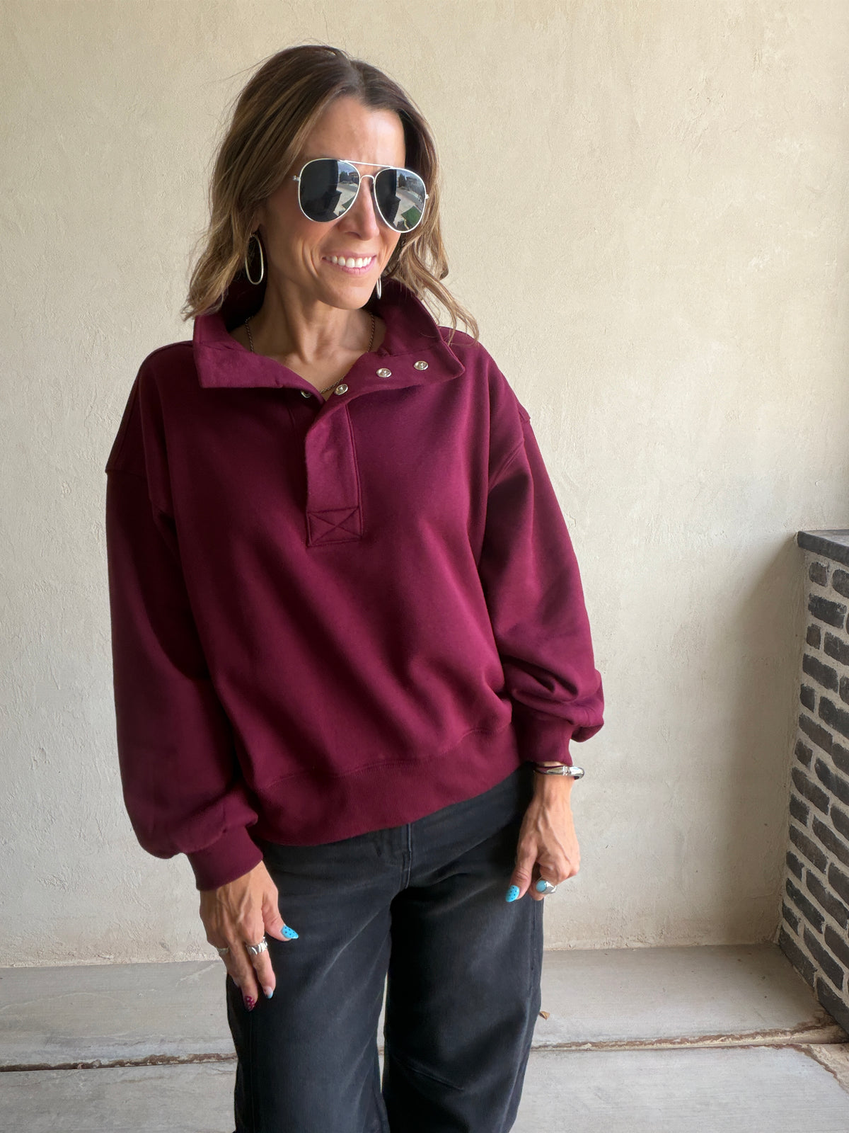 Cassie Sweatshirt in Burgundy