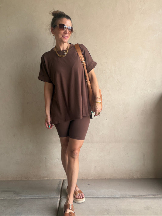 Jillian Heavenly Biker Set in Chocolate