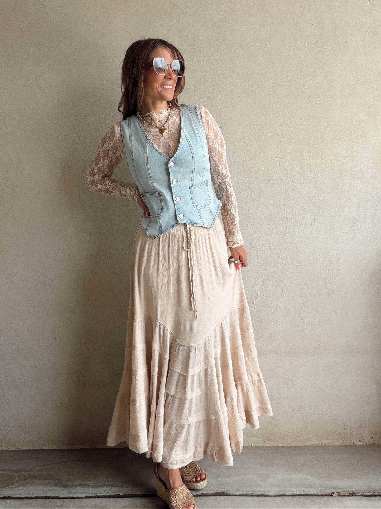 Madison Vest in Light Denim