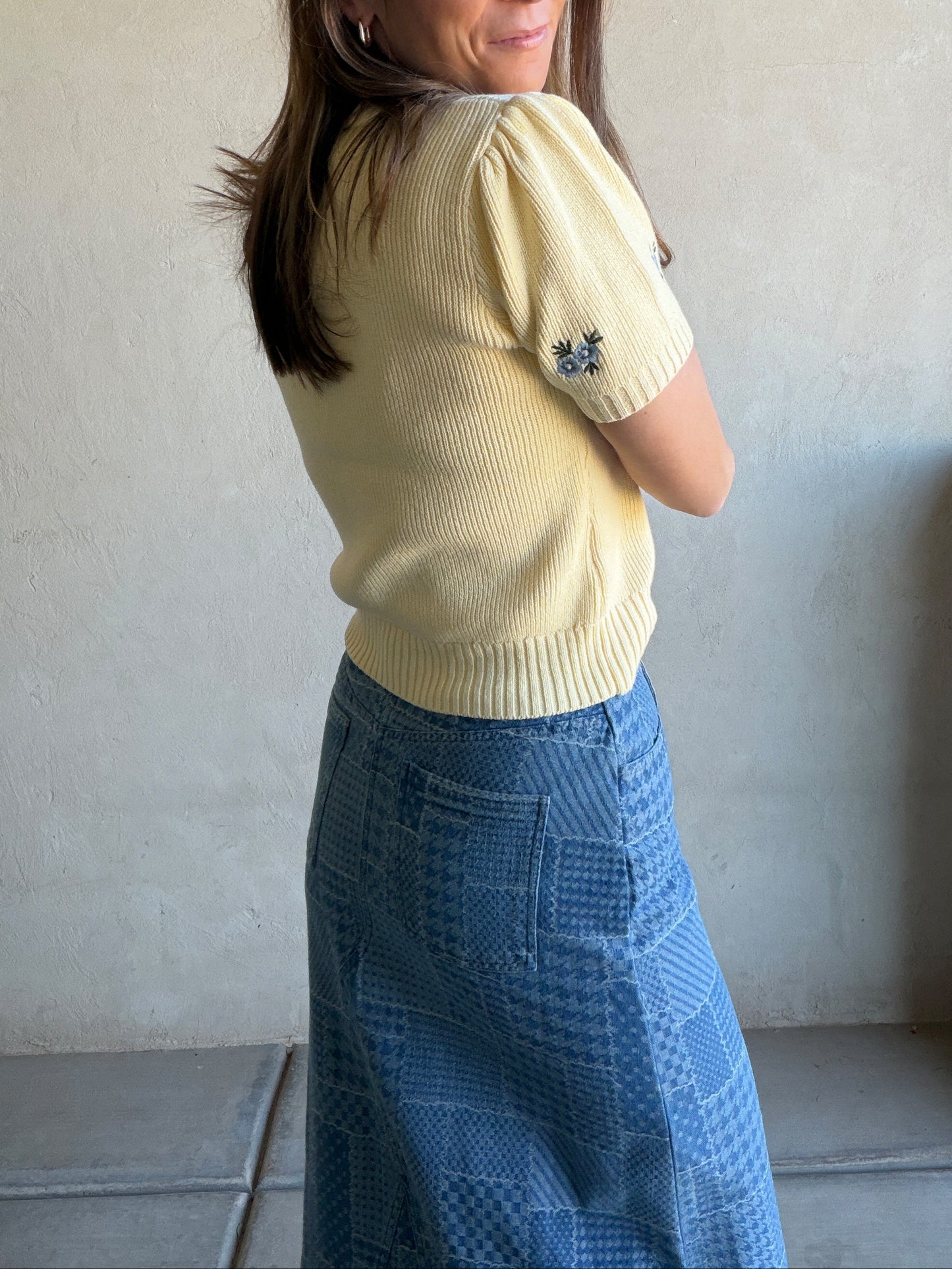 Nicoletta Patchwork Denim Skirt