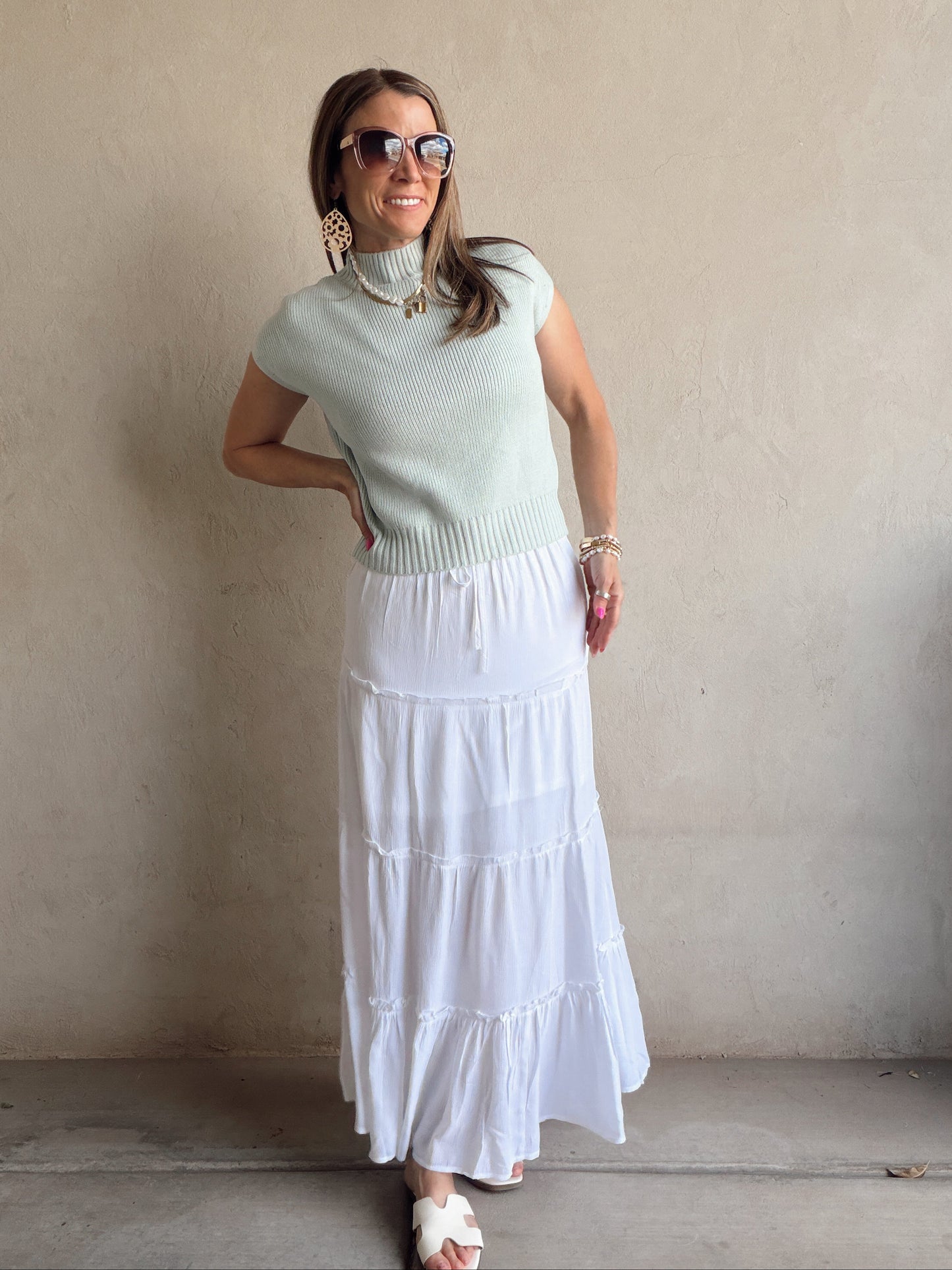 Angie Mock Neck Top in Mint