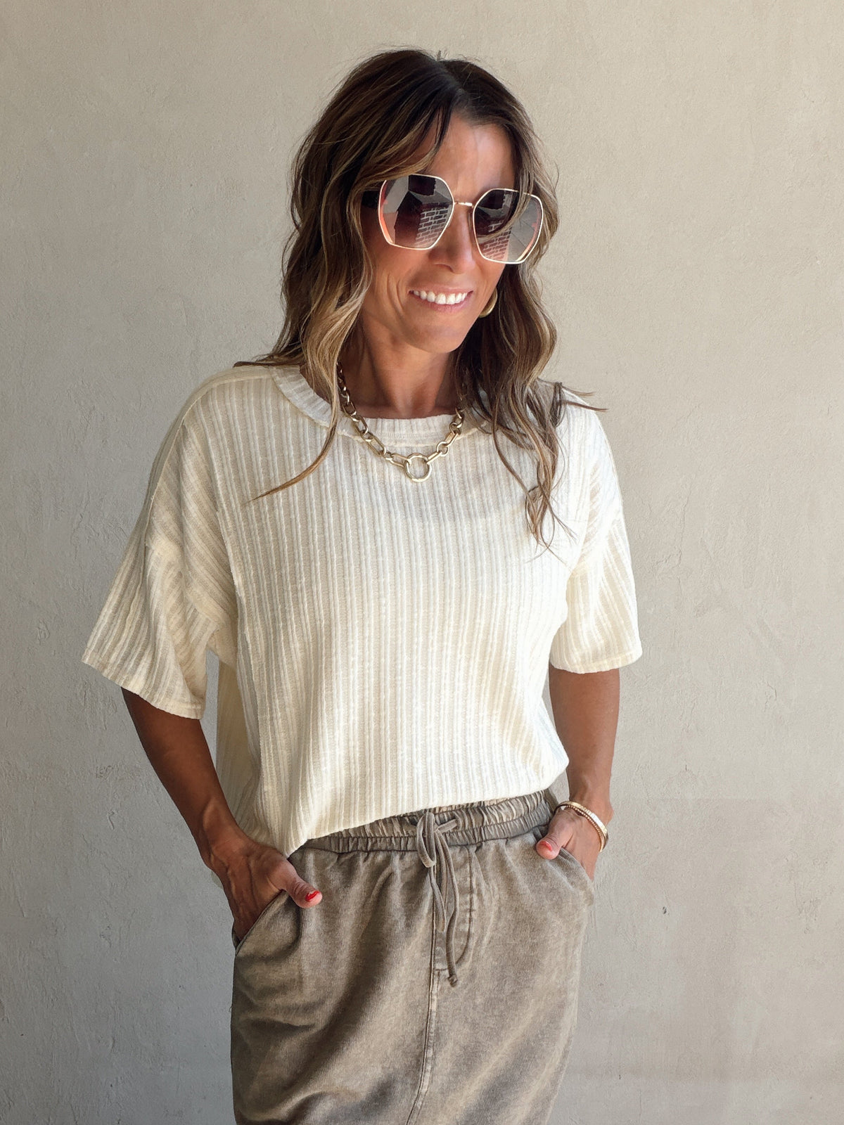 Evie Knit Top in Cream