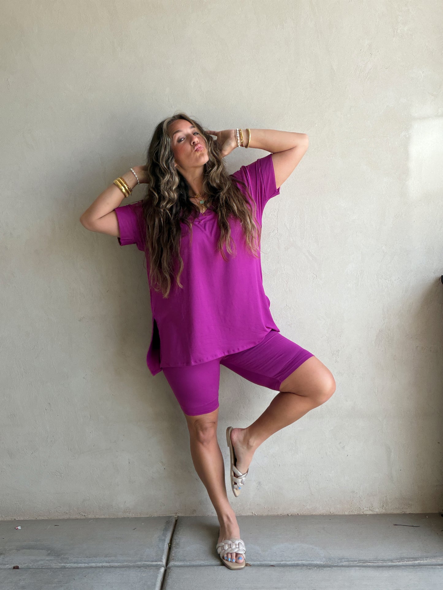 Jillian Heavenly Biker Set in Dark Magenta
