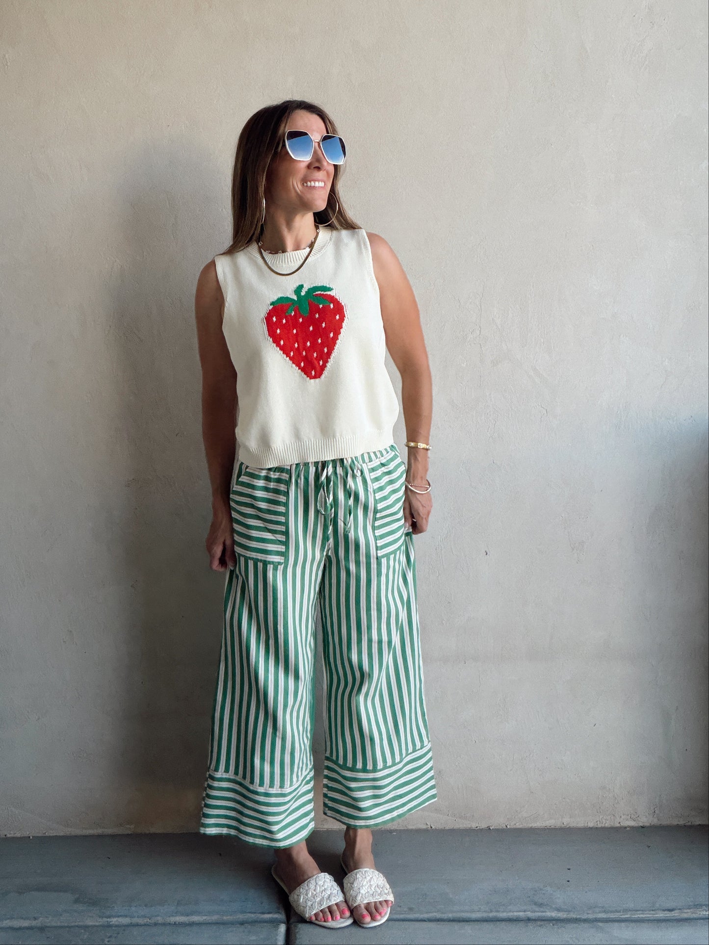 Vicki Strawberry Vest in Cream