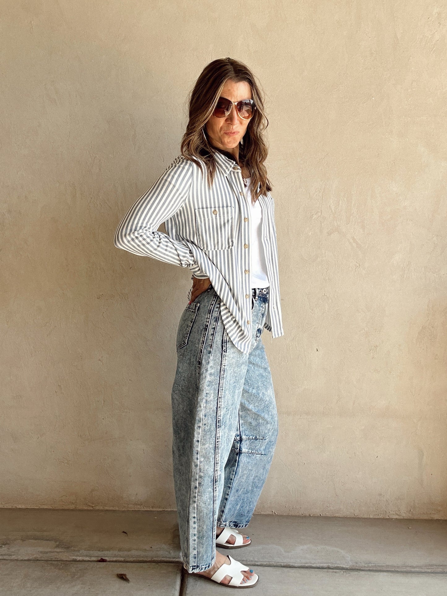Jody Striped Top in Blue and White