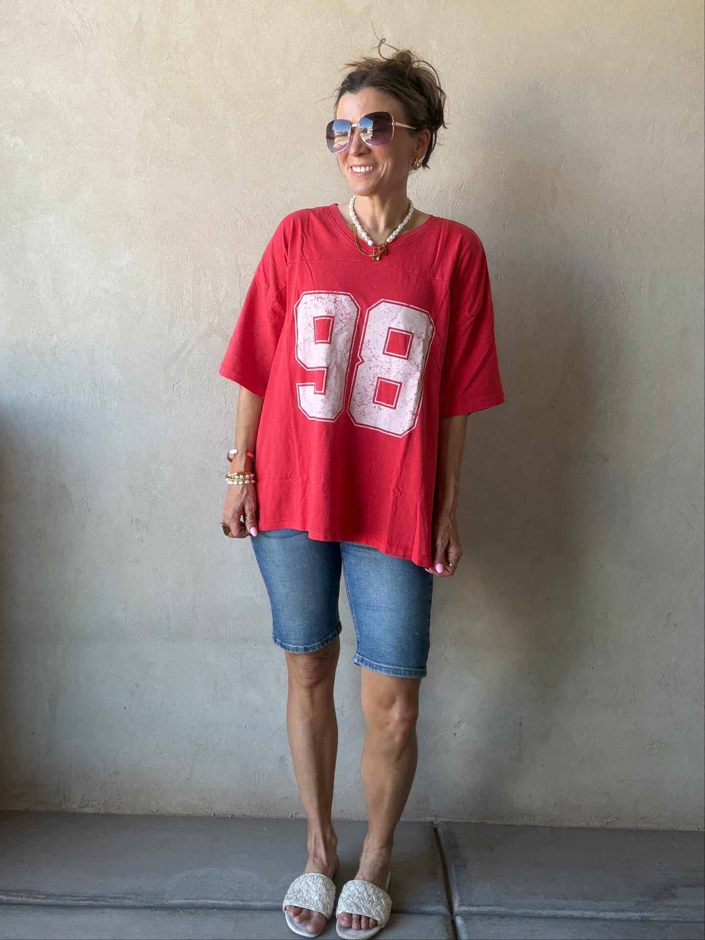 98 Oversized Varsity Tee in Mineral Wash Red
