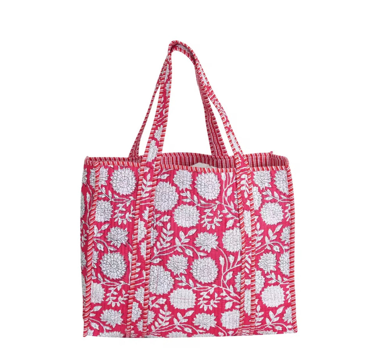 PREORDER | Mindee Quilted Bag – Dark Pink Floral | Ships Mid-October