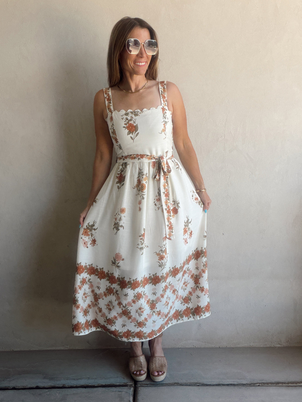 Emmie Floral Dress in Fall Cream