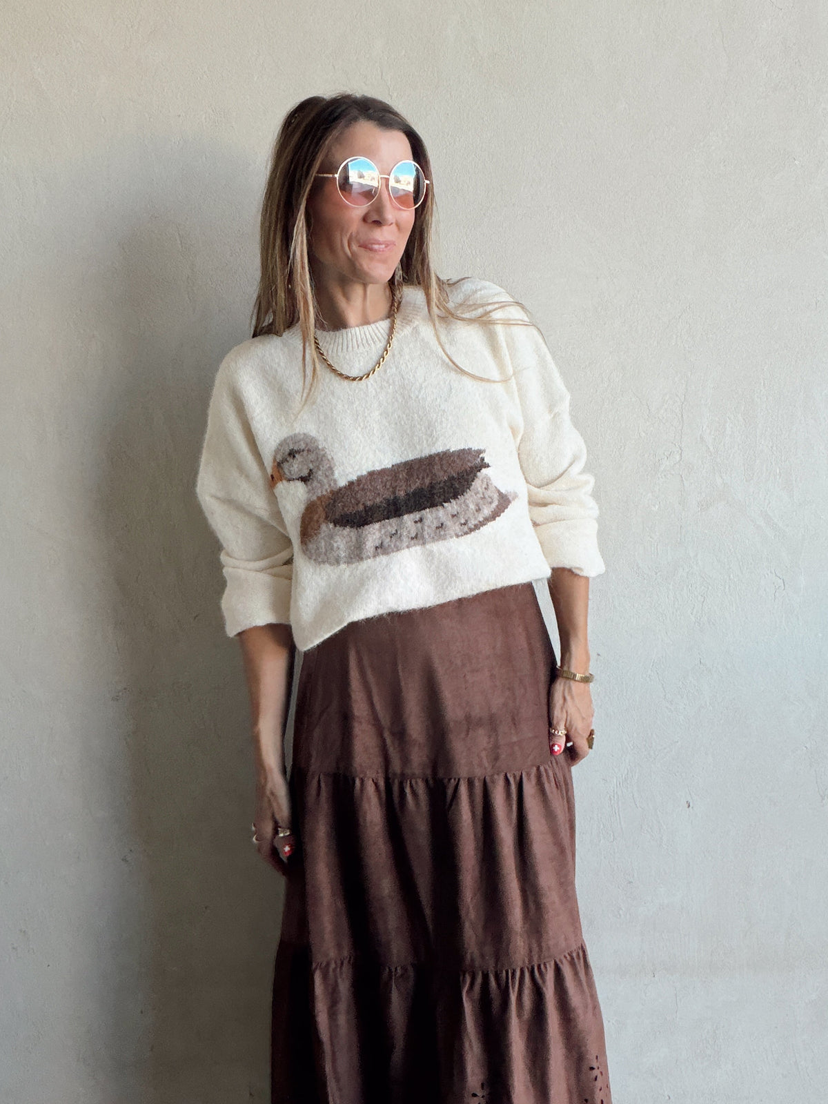 Mallard Duck Sweater in Cream