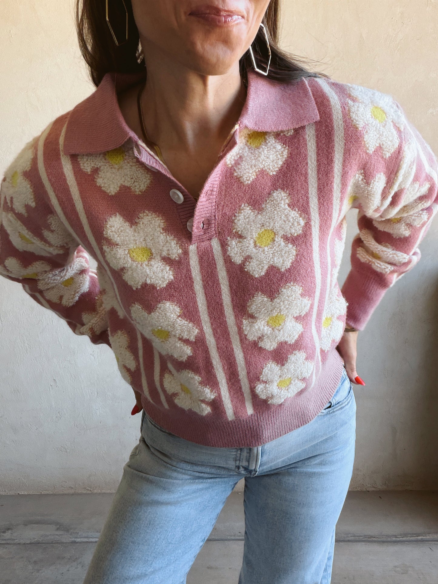 Shiloh Floral Sweater in Mauve