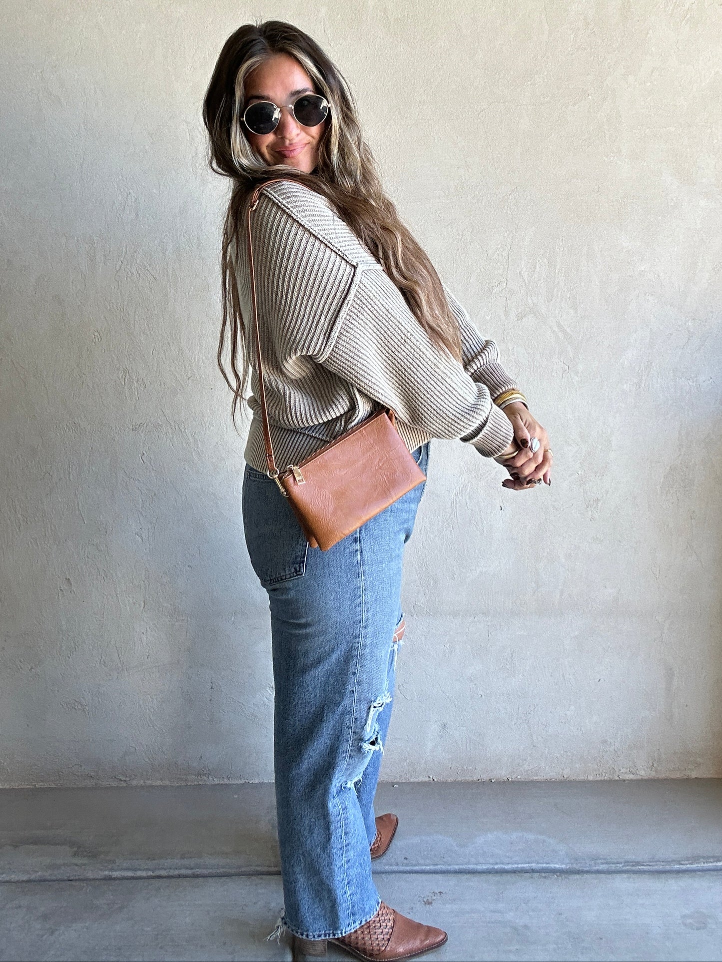 Isla Sweater in Mineral Washed Taupe