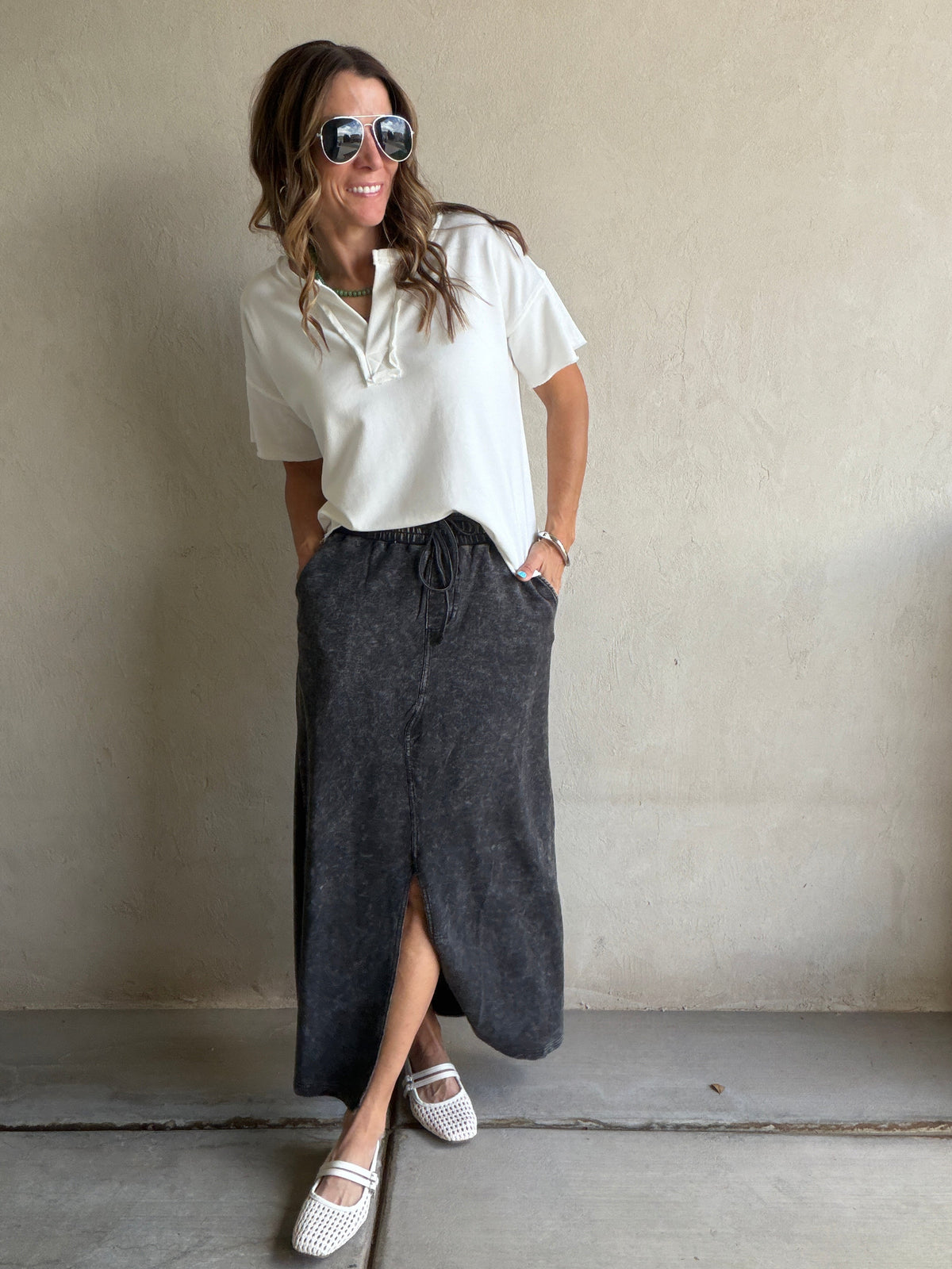 Corey Knit Skirt in Sunfade Black