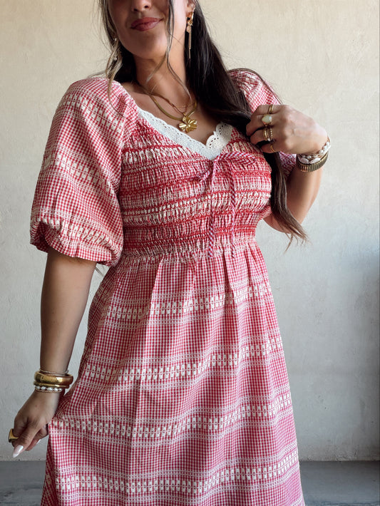 Liliana Dress in Red Check