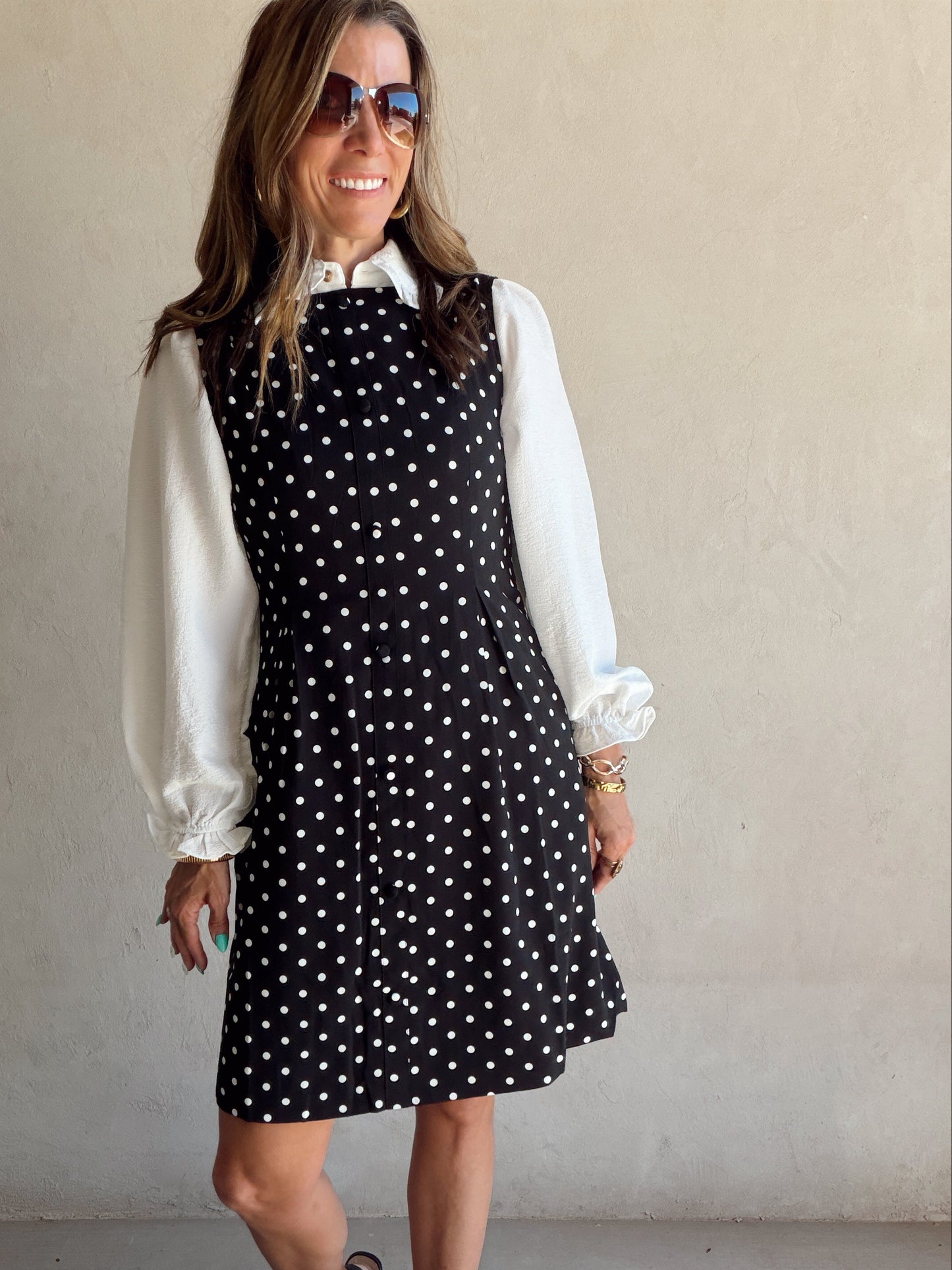 Keelee Polka Dot Dress in Black & White