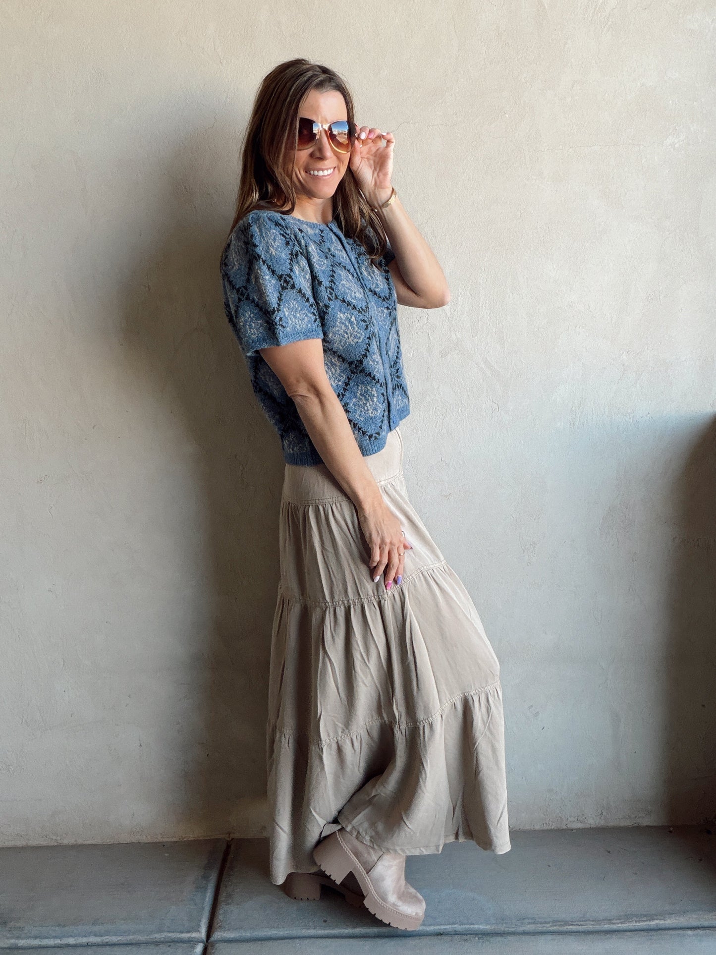 Bella Tiered Skirt in Taupe