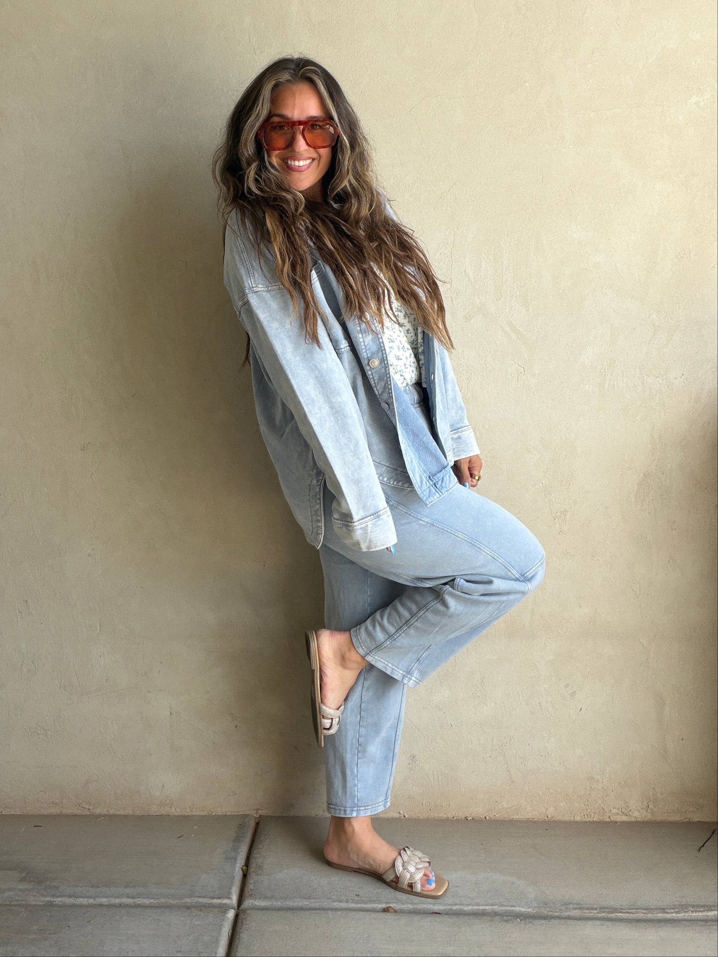 Keri Set in Acid Wash Blue