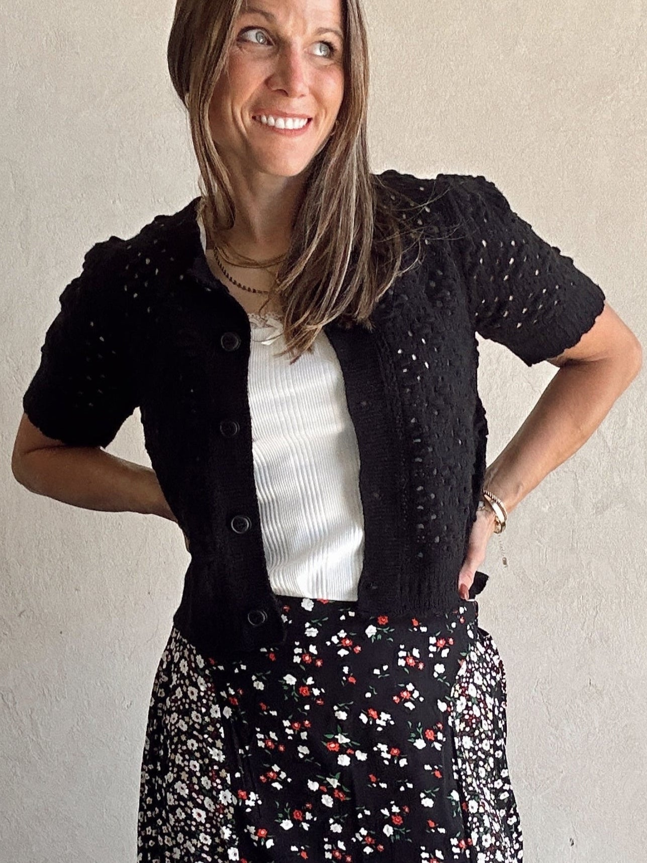 Randi Floral Skirt in Black