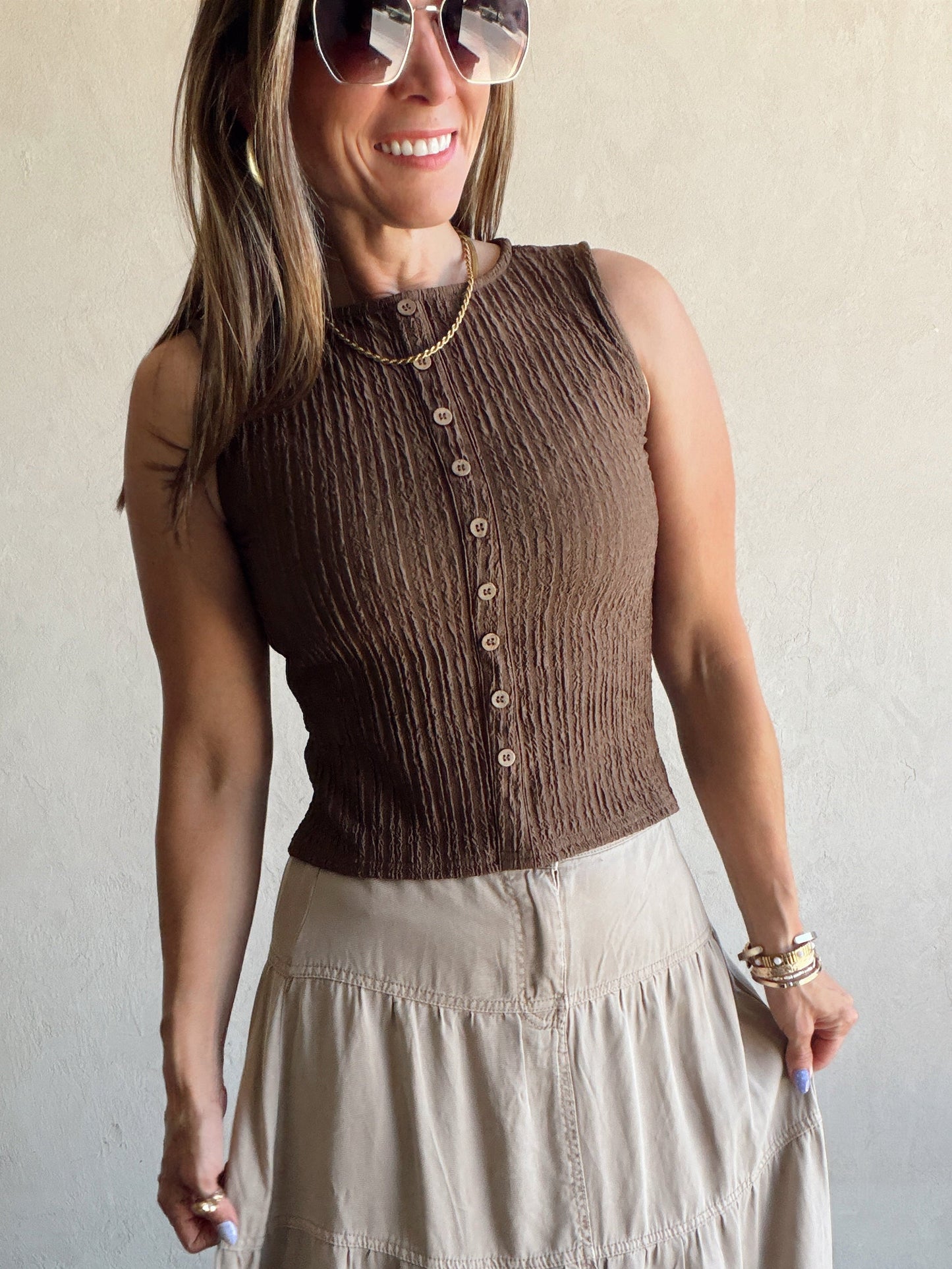 Serafina Tank in Brown