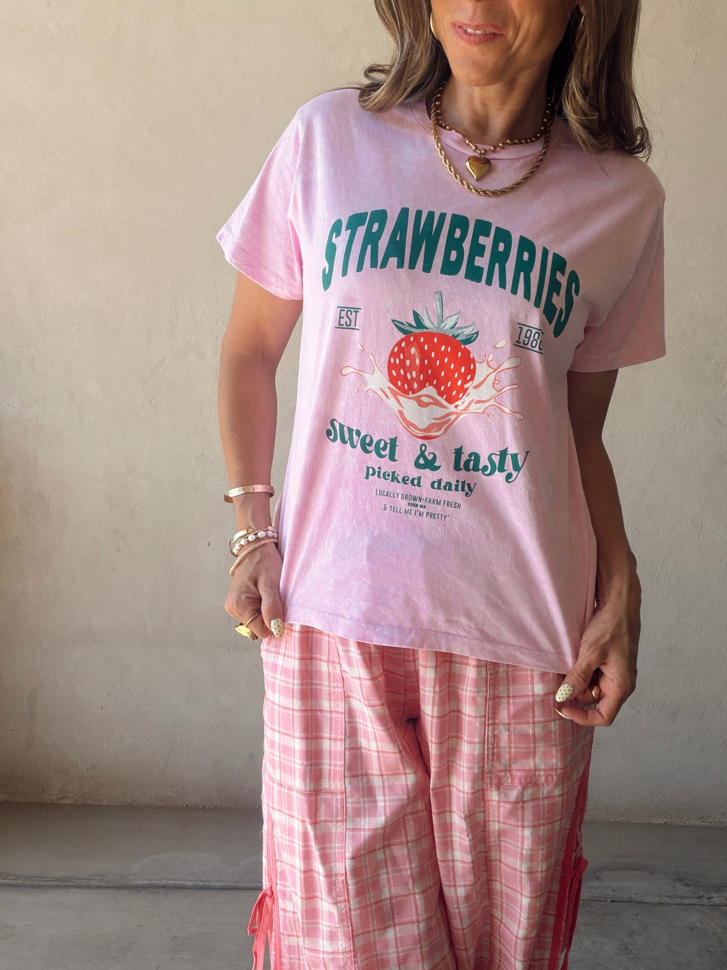 Channing Strawberries Tee in Pink
