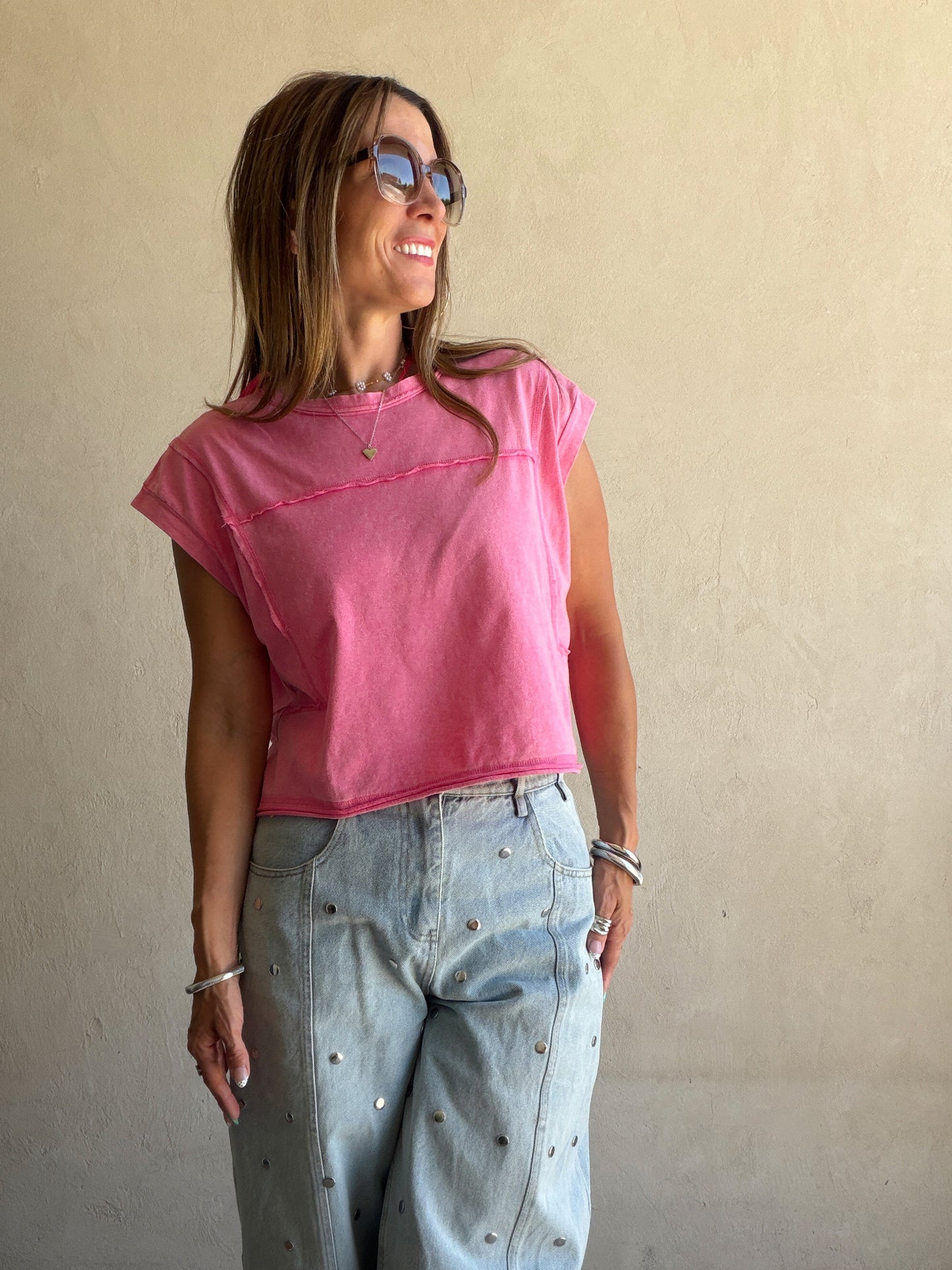 Emmie Top in Mineral Wash Pink