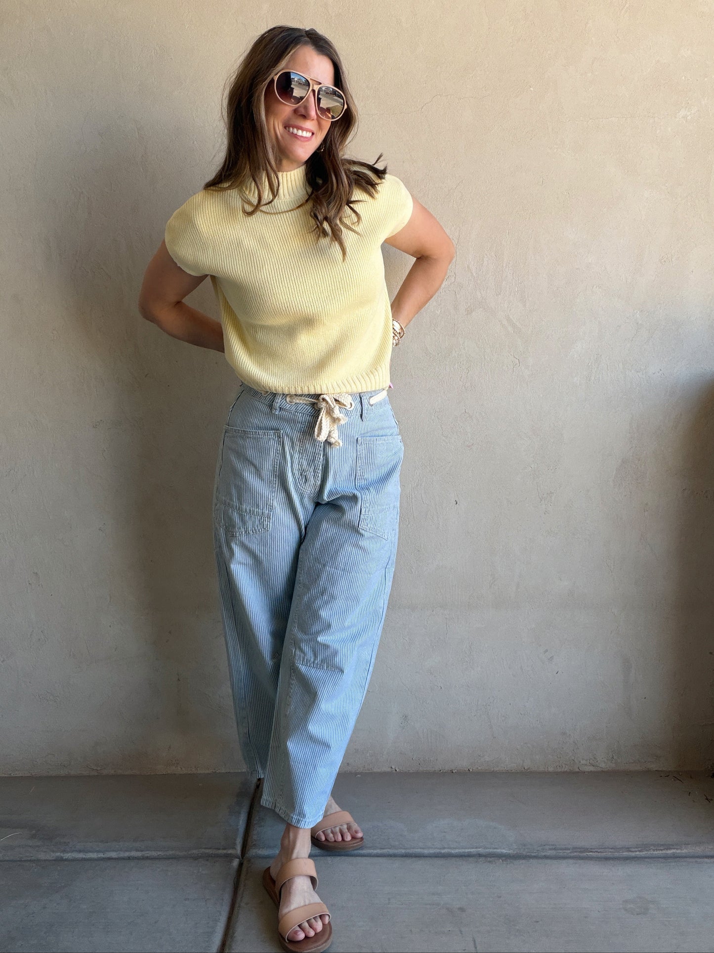 Georgia Striped Barrel Pants Blue & White