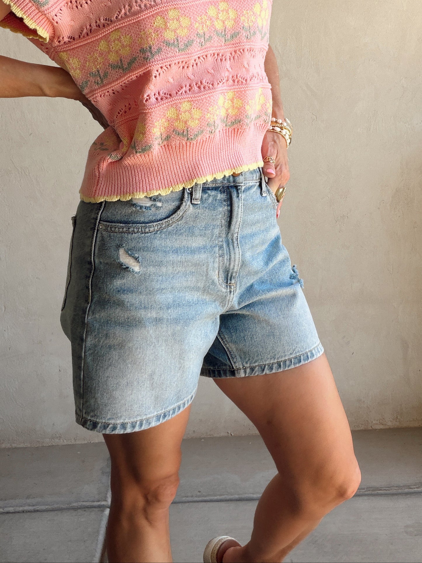 Kimmy Shorts in Washed Denim