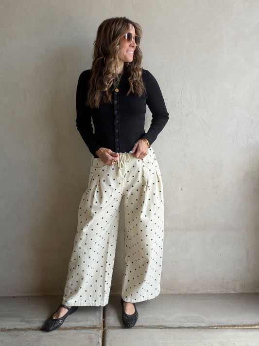 Penny Polka Dot Pants in Cream & Black