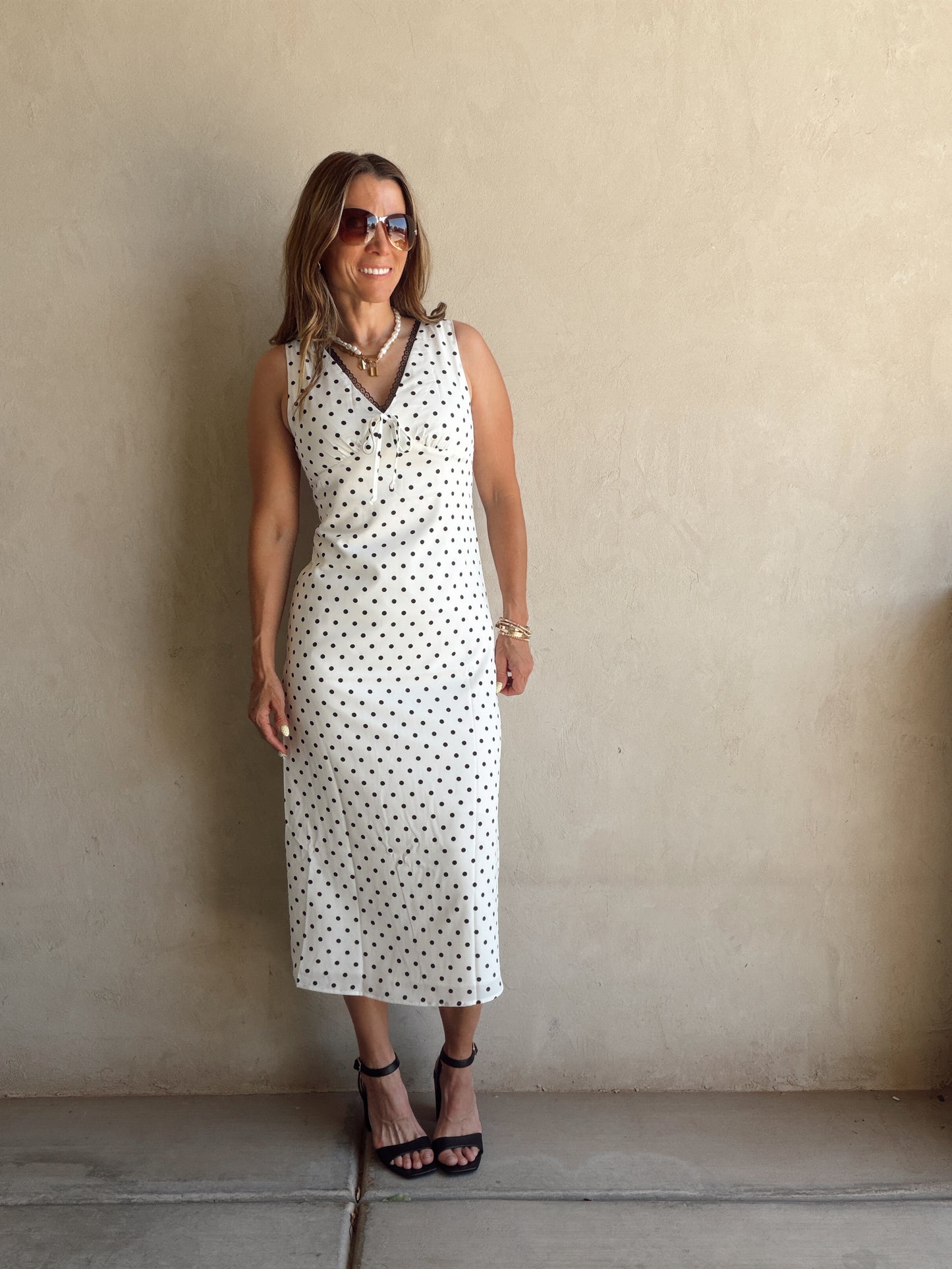 Percy Polka Dot Dress in Ivory