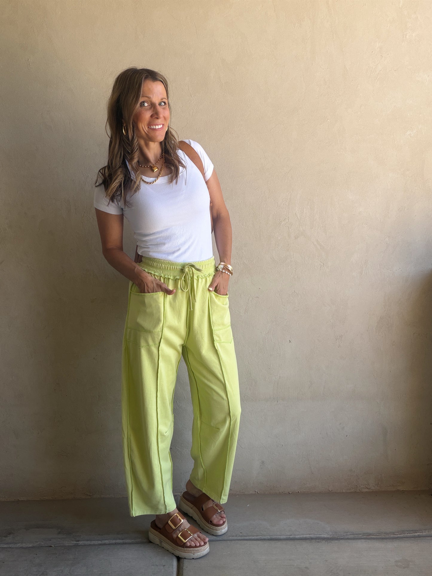 Heather Barrel Sweats in Citron