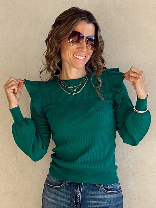 Tami Ribbed Sweater in Dark Teal