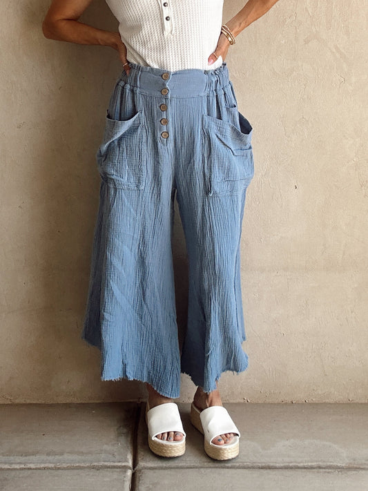 Kendra Gauze Pants in Periwinkle
