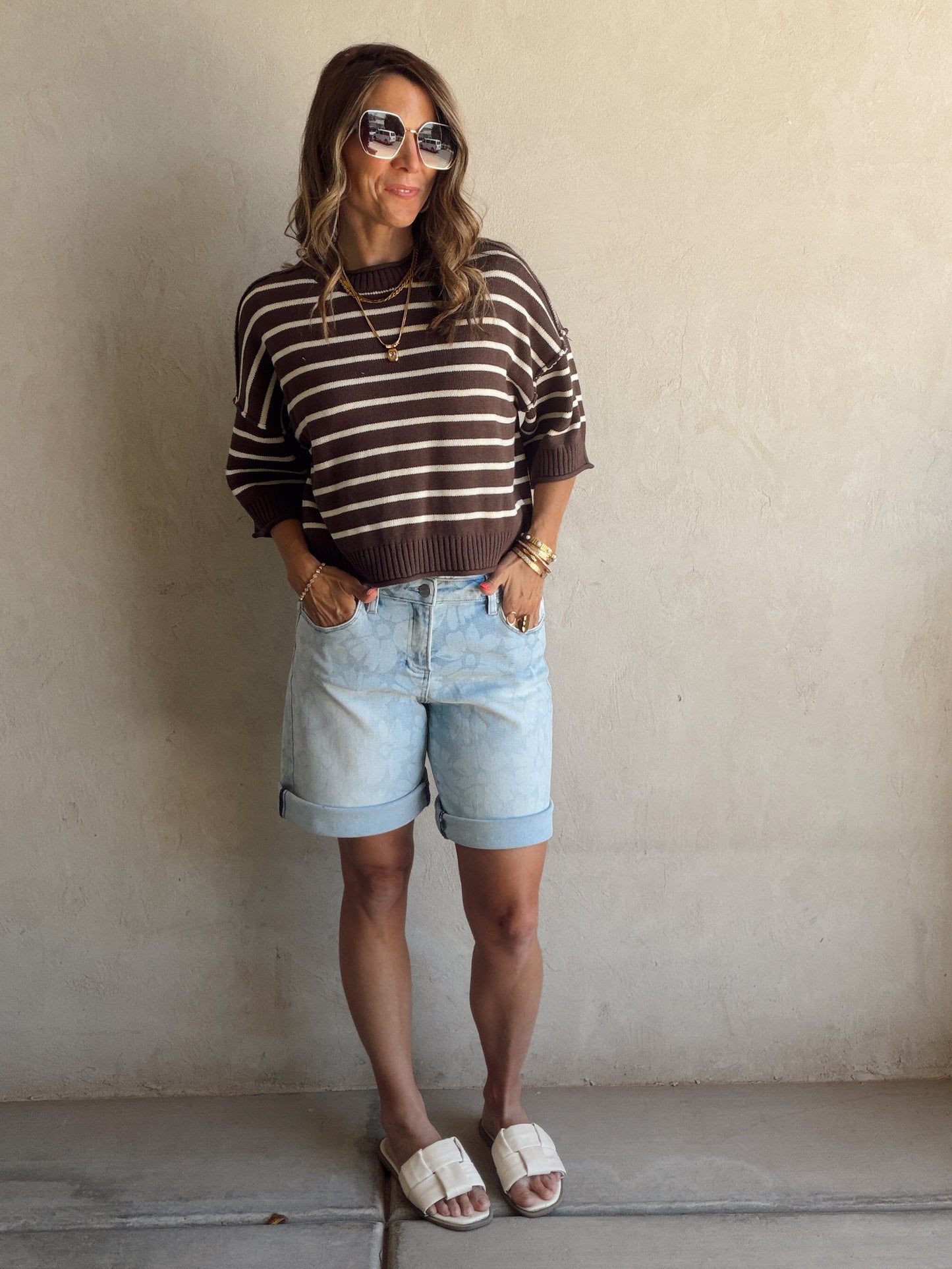 Willow Striped Top in Dark Brown