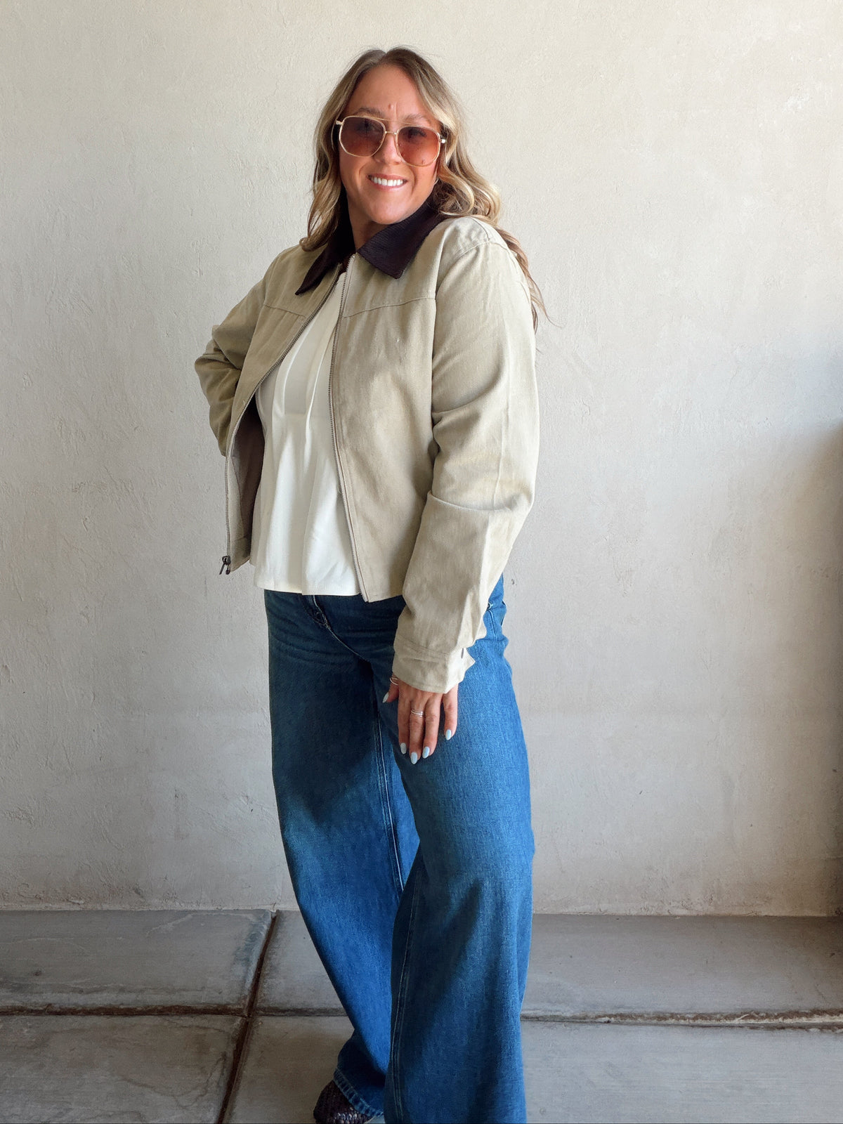 Emma Barn Cropped Jacket in Khaki