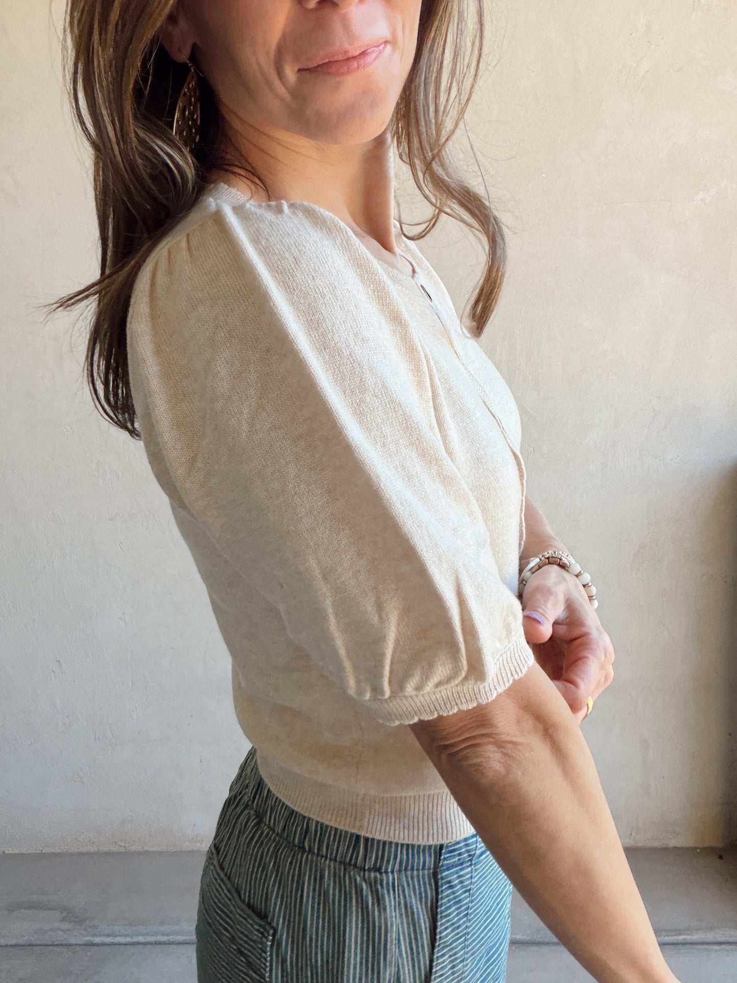 Emmie Button Down Sweater in Natural